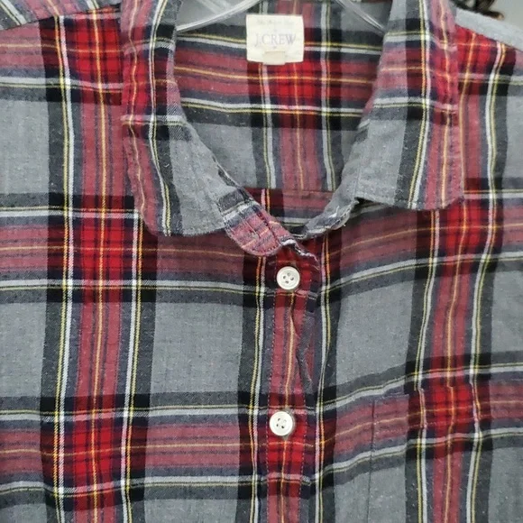 J. Crew Womans‎ Red & Gray Tartan Plaid Cotton Flannel Buttondown Shirt Size S - Picture 8 of 11